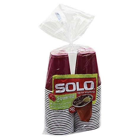 slide 1 of 1, Solo Cups Plastic Squared Colored, 50 ct