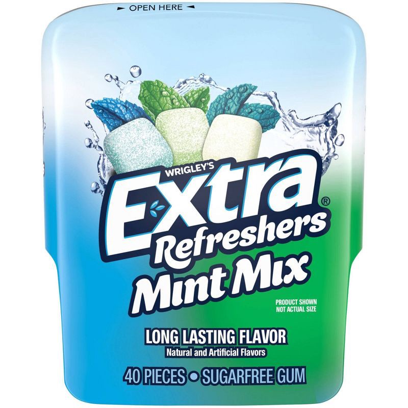 slide 2 of 9, Extra Refreshers Sugar-Free Mint Gum Mix Chewing Gum - 40ct Bottle, 40 ct