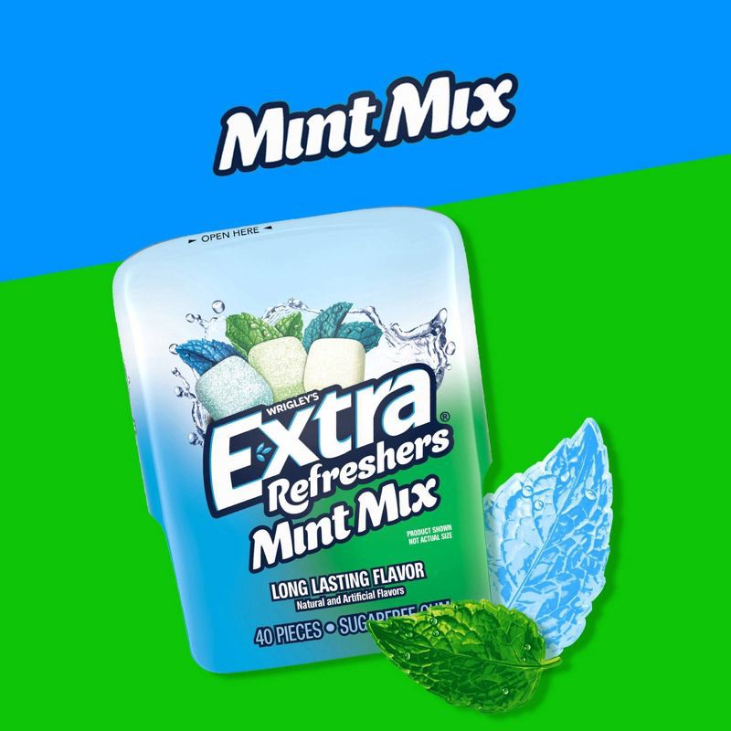 slide 3 of 9, Extra Refreshers Sugar-Free Mint Gum Mix Chewing Gum - 40ct Bottle, 40 ct