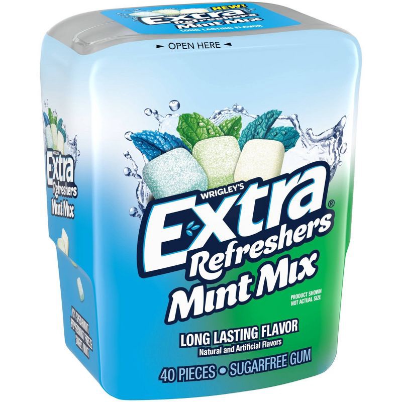 slide 8 of 9, Extra Refreshers Mint Gum Mix Sugar Free Chewing Gum 40-Piece Bottle, 1 ct