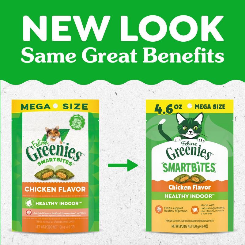 slide 3 of 13, Greenies Smartbites Healthy Indoor Chicken Flavor Cat Treats - 4.6oz, 4.6 oz