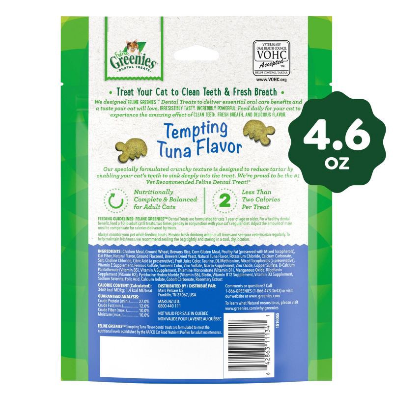 slide 10 of 13, Greenies Feline Tempting Tuna Flavor Dental Adult Cat Treats - 4.6oz, 4.6 oz