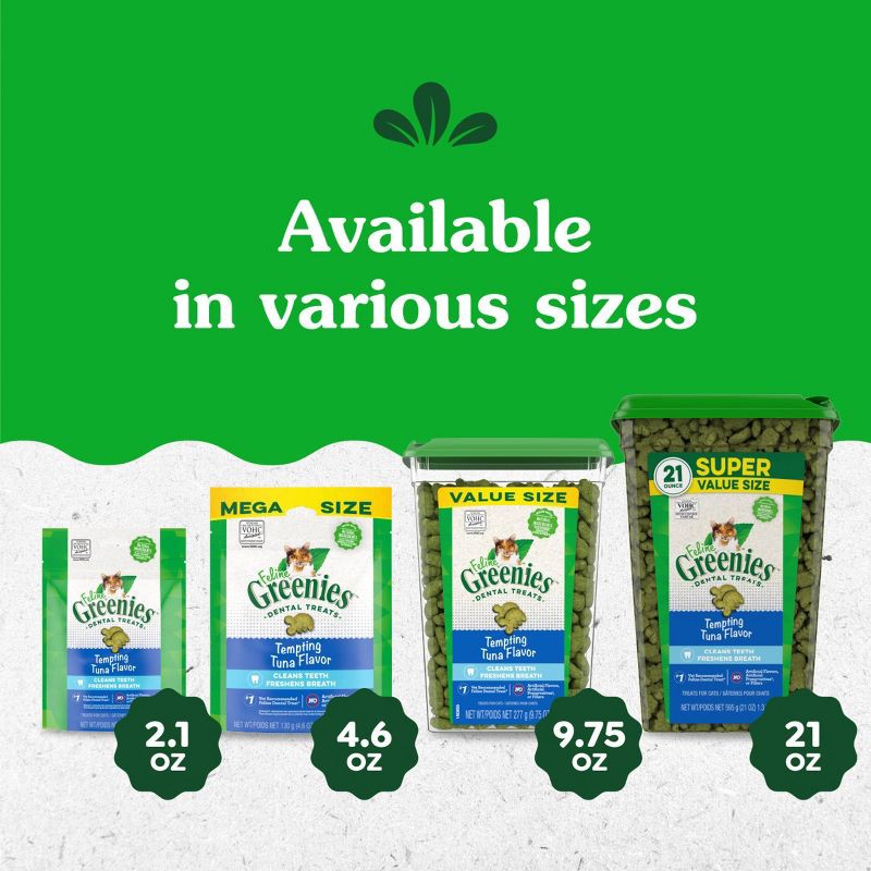 slide 12 of 13, Greenies Feline Tempting Tuna Flavor Dental Adult Cat Treats - 4.6oz, 4.6 oz