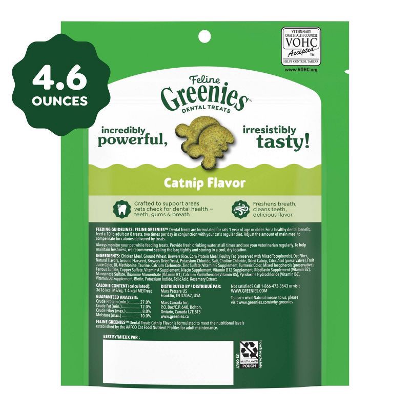 slide 11 of 14, Greenies Catnip Flavor Dental Cat Treats - 4.6oz, 4.6 oz