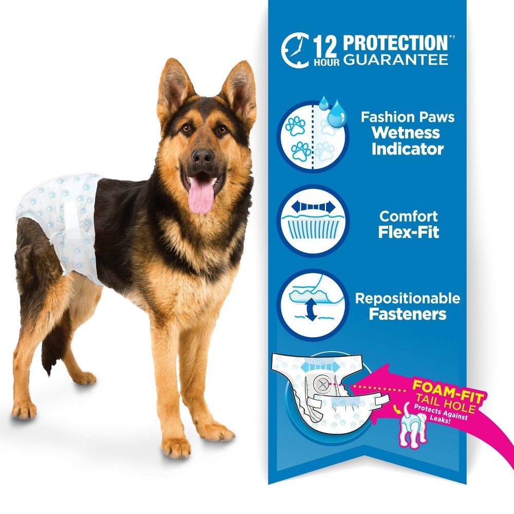 slide 3 of 5, Four Paws Large / X-Large Disposable Diapers For Dogs, 12 ct