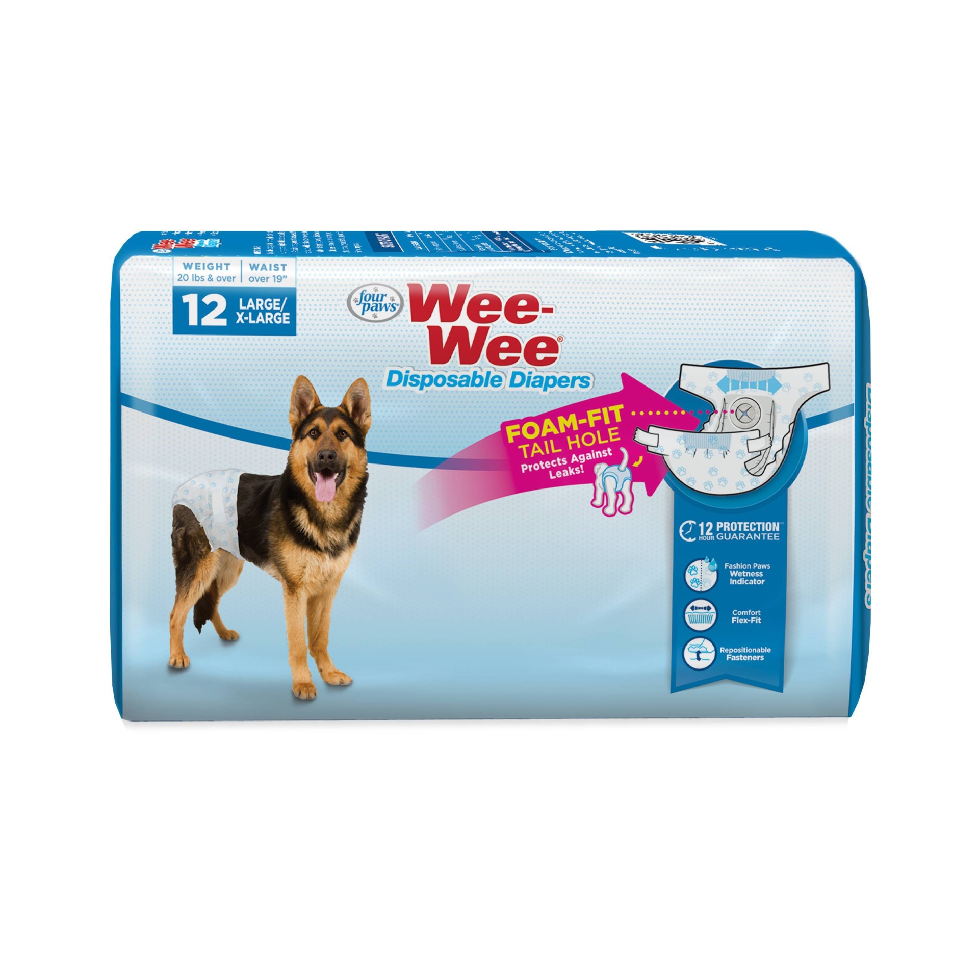 slide 1 of 5, Four Paws Large / X-Large Disposable Diapers For Dogs, 12 ct