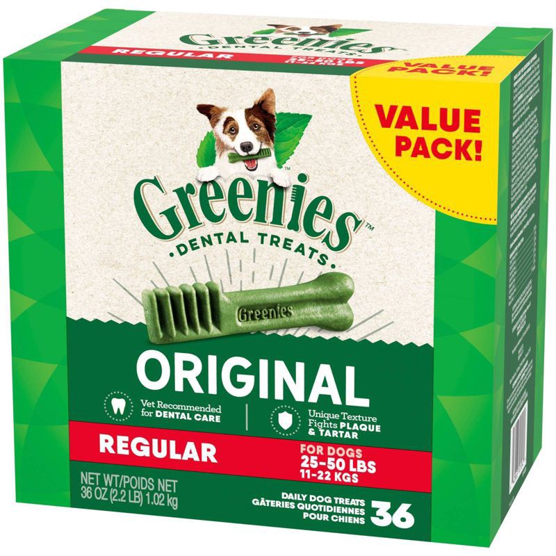 slide 5 of 8, Greenies Regular Chewy Dental Dog Treats Original Chicken - 36oz, 36 oz