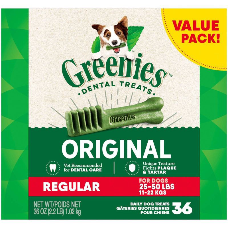 slide 1 of 8, Greenies Regular Chewy Dental Dog Treats Original Chicken - 36oz, 36 oz