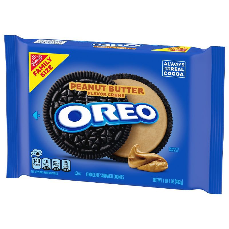 slide 5 of 13, OREO Peanut Butter Flavor Creme Chocolate Sandwich Cookies Family Size - 17oz, 17 oz