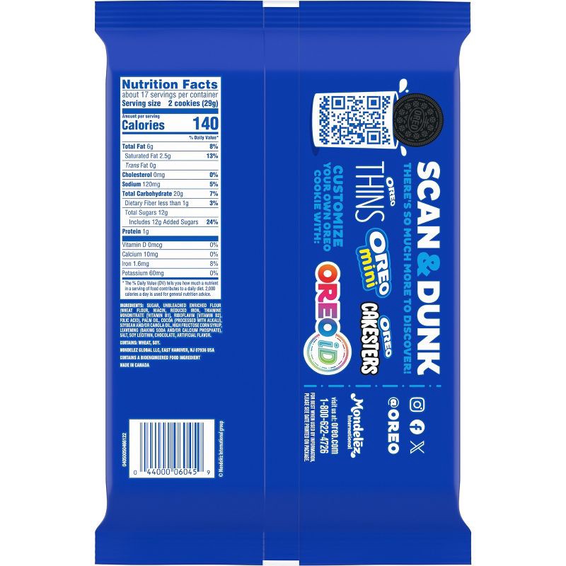 slide 8 of 12, Oreo Dark Chocolate Creme Chocolate Sandwich Cookies Family Size - 17oz, 17 oz