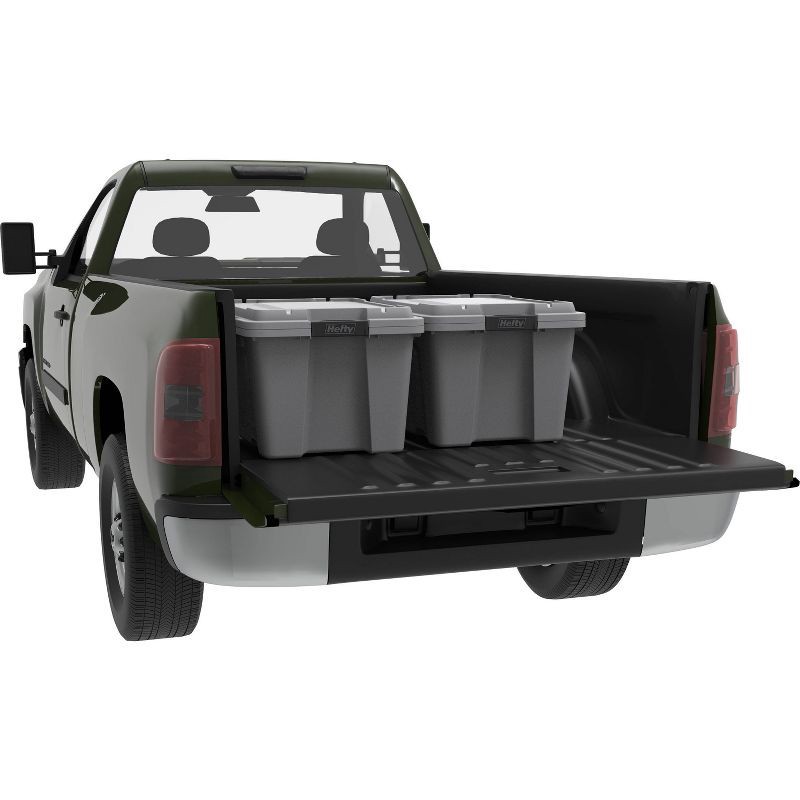 slide 2 of 8, Hefty 18gal Max Pro Storage Tote Gray: Heavy Duty Utility Bin with Locking Handles & Lid, 18 gal