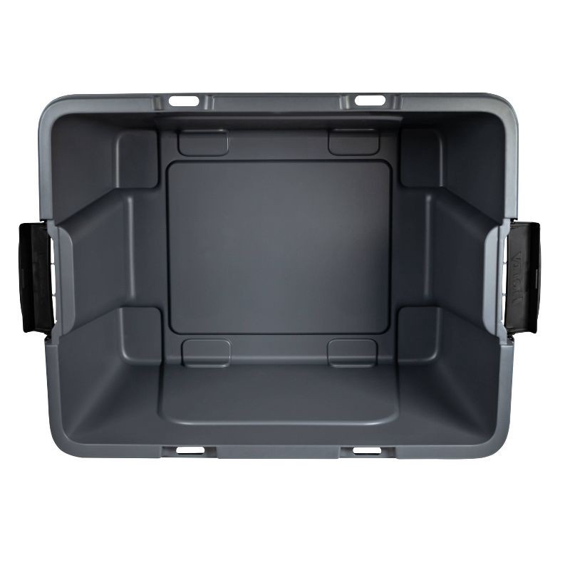 slide 6 of 8, Hefty 18gal Max Pro Storage Tote Gray: Heavy Duty Utility Bin with Locking Handles & Lid, 18 gal