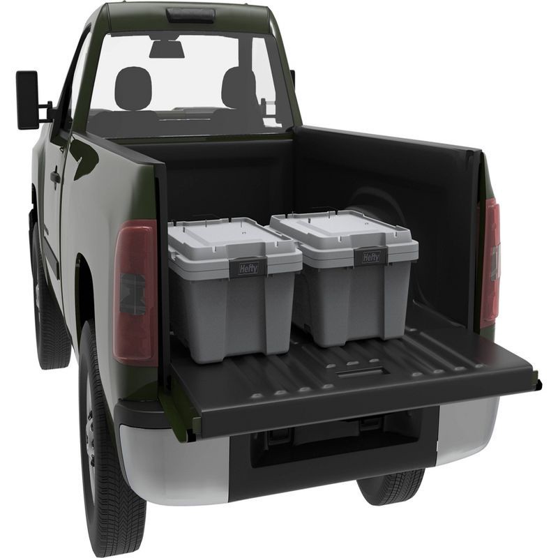 slide 2 of 8, Hefty 12gal Max Pro Storage Tote Gray: Plastic Utility Bin with Locking Handles & Latches, Universal Storage Solution, 12 gal