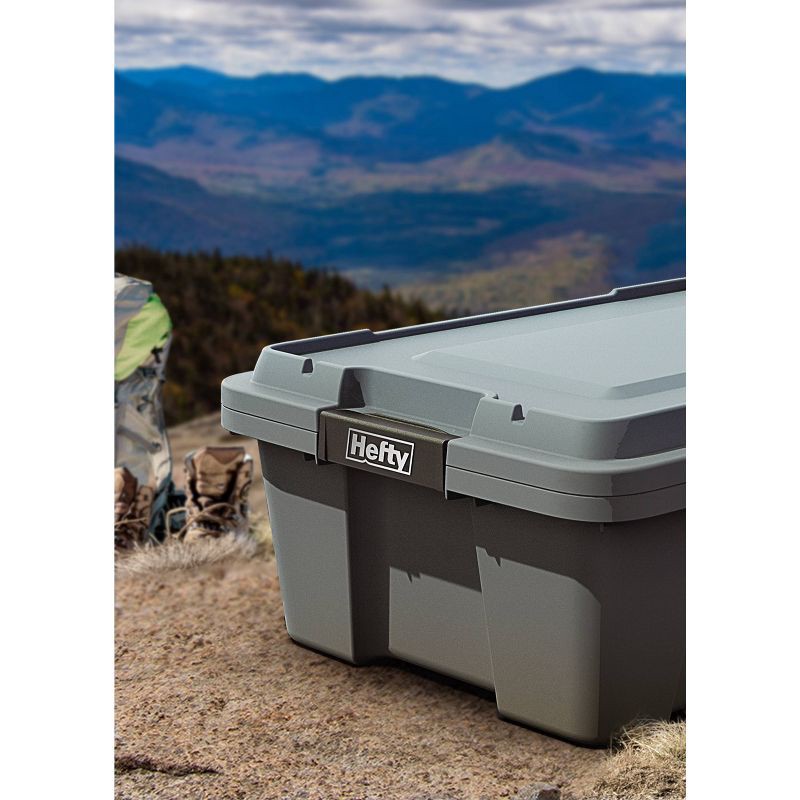 slide 5 of 8, Hefty 12gal Max Pro Storage Tote Gray: Plastic Utility Bin with Locking Handles & Latches, Universal Storage Solution, 12 gal