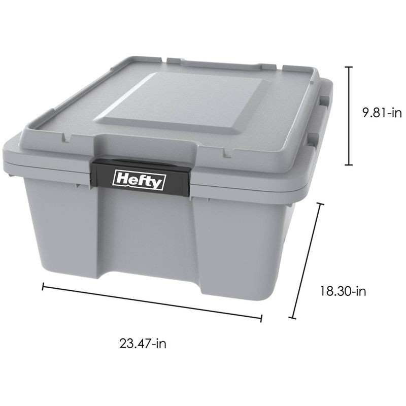 slide 7 of 8, Hefty 12gal Max Pro Storage Tote Gray: Plastic Utility Bin with Locking Handles & Latches, Universal Storage Solution, 12 gal