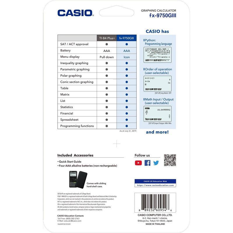 slide 4 of 4, Casio FX-9750GIII Graphing Calculator - Black, 1 ct