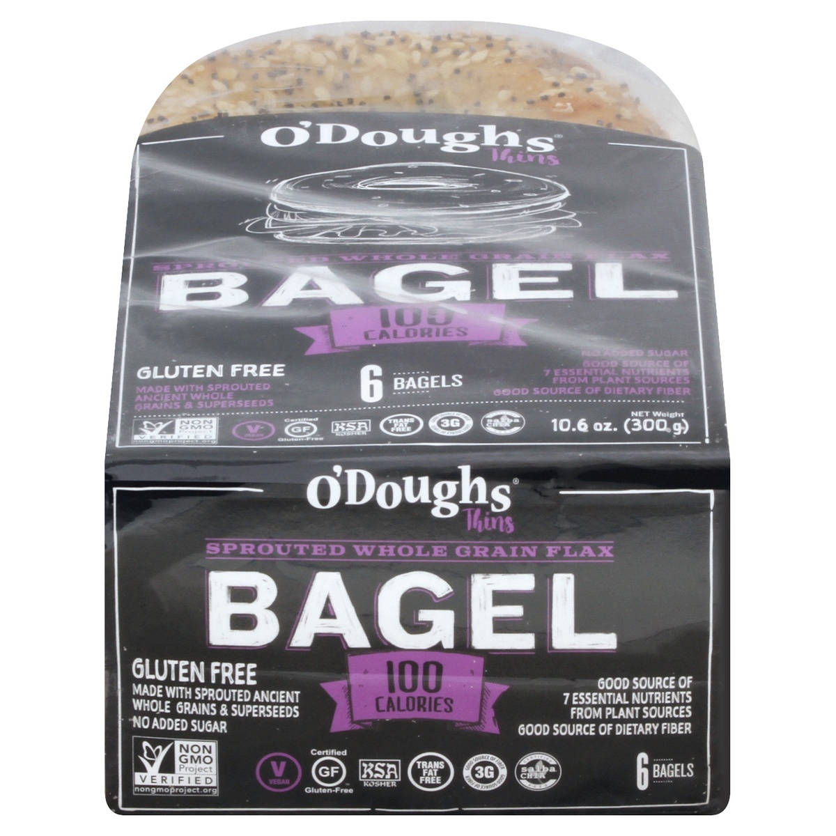 slide 1 of 10, O'Doughs Sprouted Whole Grain Flax Bagel Thins, 10.6 oz