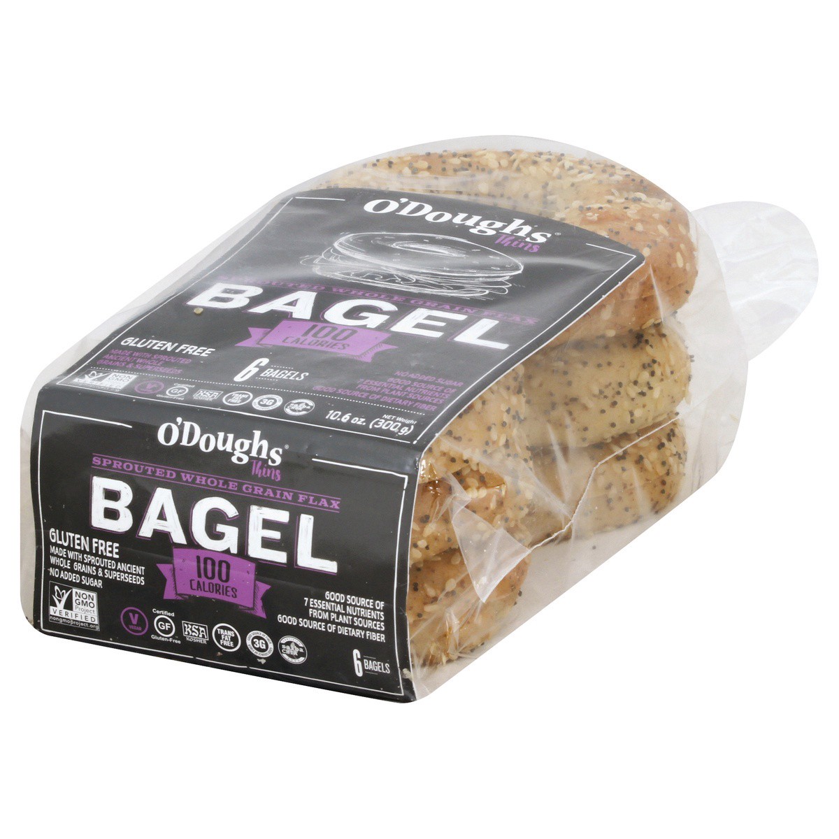 slide 9 of 10, O'Doughs Gluten Free Sprouted Whole Grain Flax Bagel Thins, 10.6 oz
