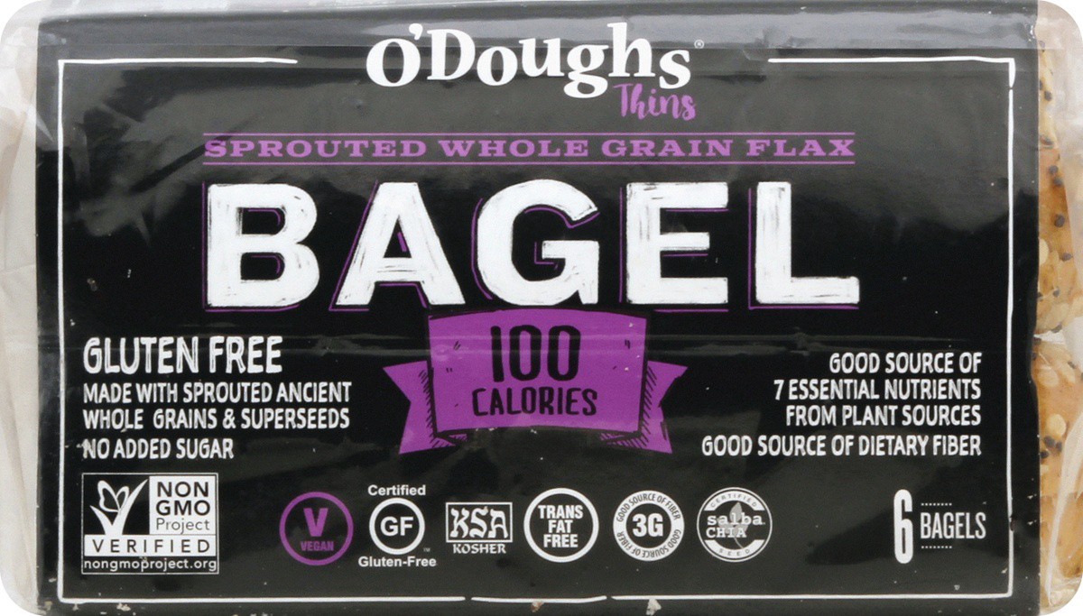 slide 6 of 10, O'Doughs Gluten Free Sprouted Whole Grain Flax Bagel Thins, 10.6 oz