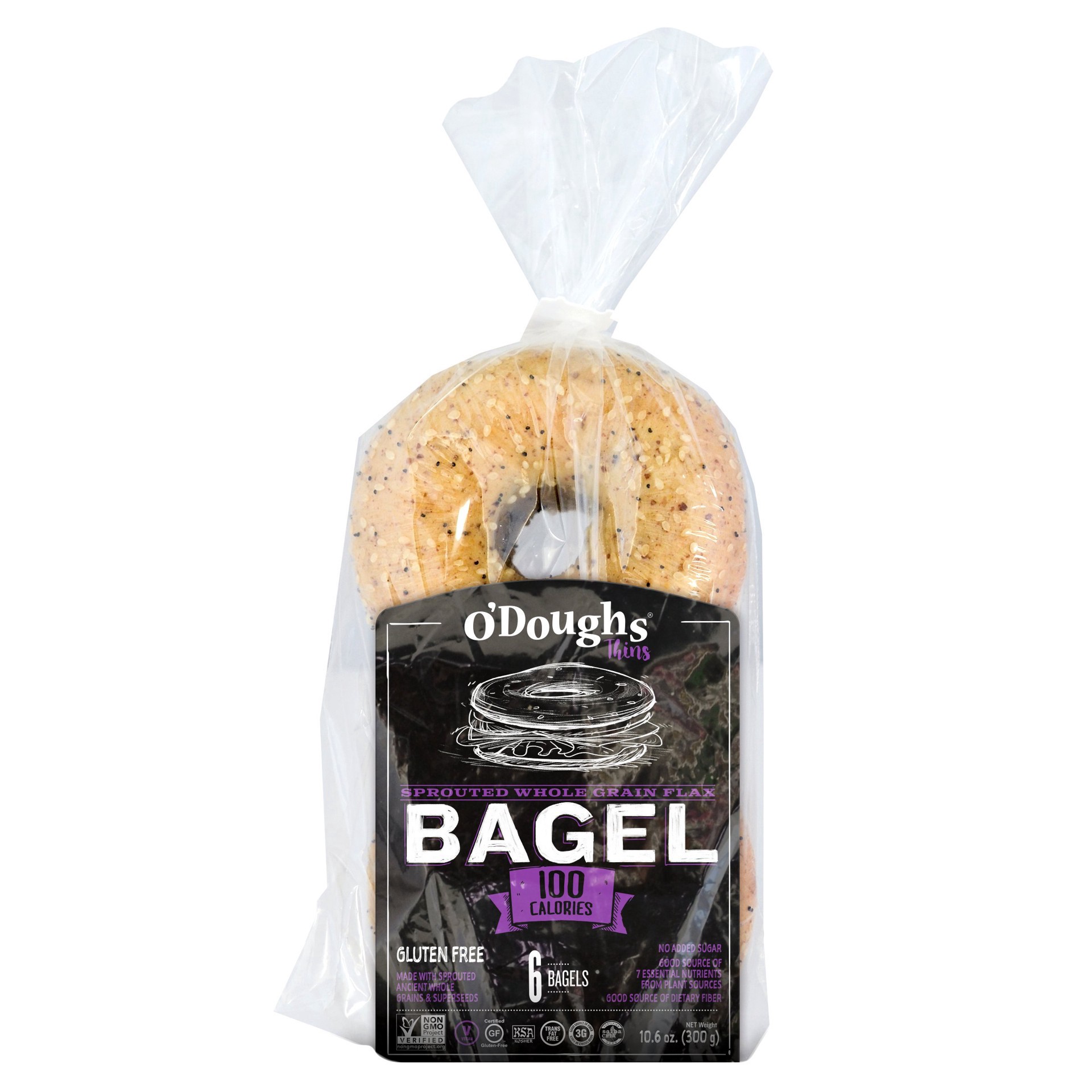 slide 1 of 10, O'Doughs Gluten Free Sprouted Whole Grain Flax Bagel Thins, 10.6 oz