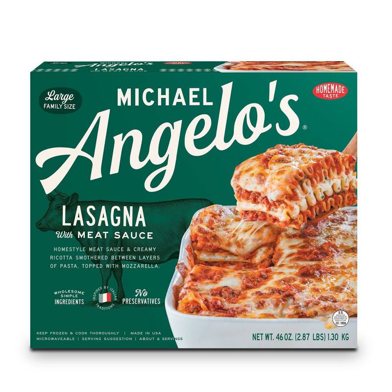 slide 1 of 8, Michael Angelo's Large Family Size Frozen Lasagna with Meat Sauce - 46oz, 46 oz