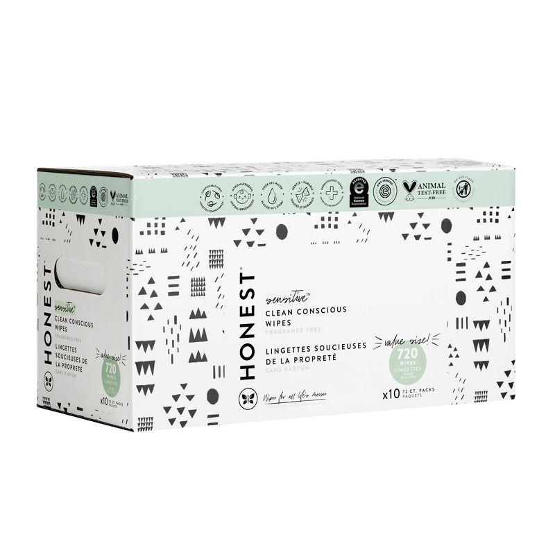 slide 3 of 7, The Honest Company Plant-Based Baby Wipes made with over 99% Water - Pattern Play - 720ct, 720 ct