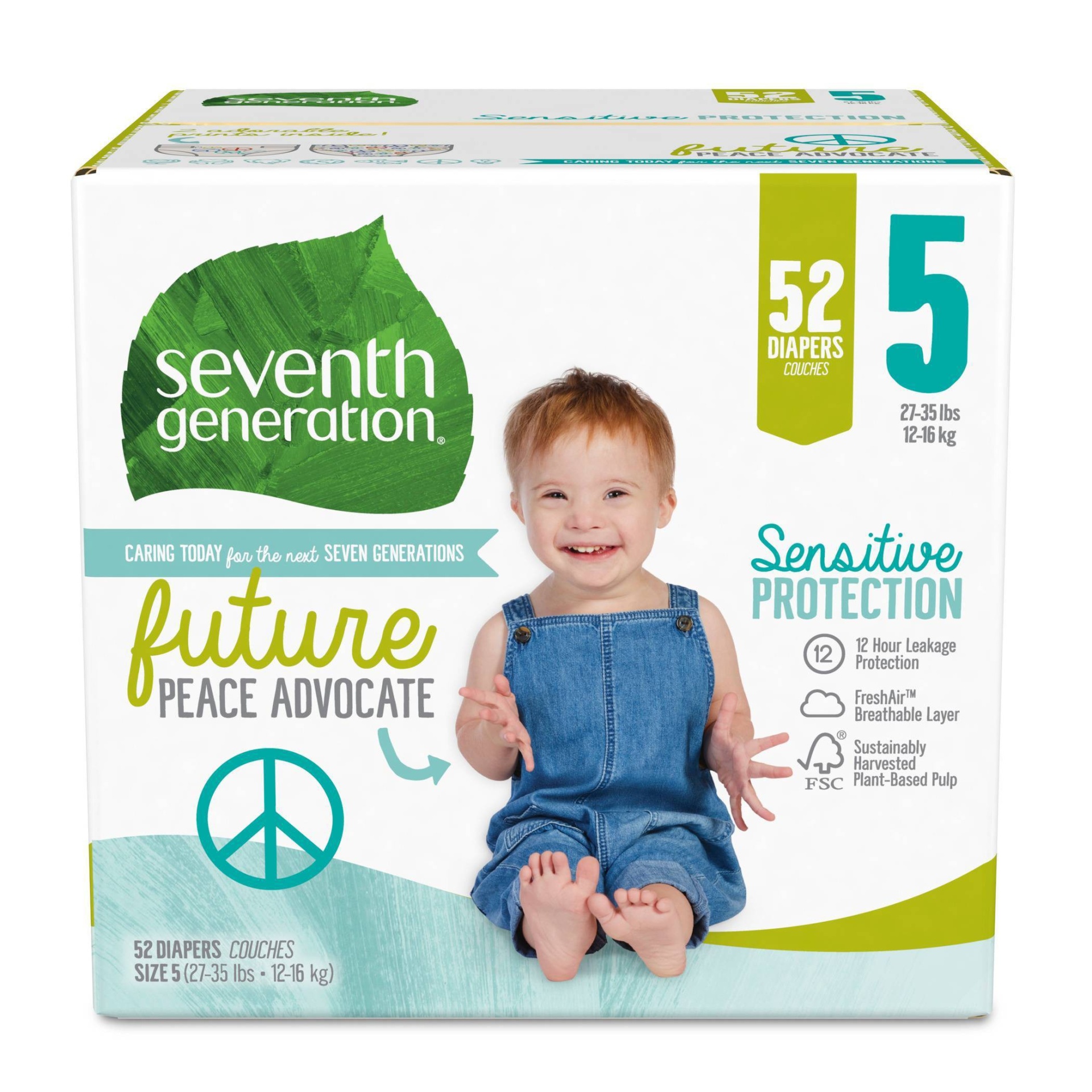 slide 1 of 6, Seventh Generation Sensitive Protection Diapers Super Pack - Size, 5 x 52 ct