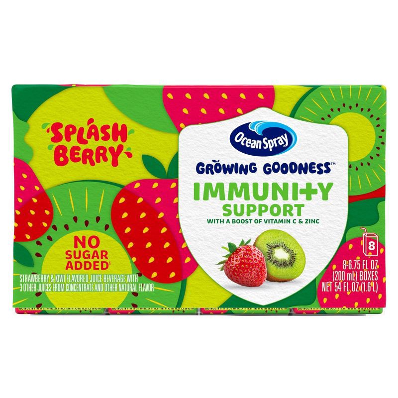 slide 1 of 1, Ocean Spray Growing Goodness Cranberry Strawberry Kiwi Juice Drink - 8pk/6.75 fl oz Boxes, 8 ct; 6.75 fl oz