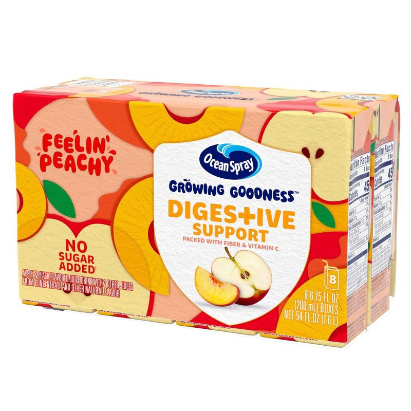 slide 2 of 5, Ocean Spray Growing Goodness Cranberry Peach Apple Juice Drink - 8pk/6.75 fl oz Boxes, 8 ct; 6.75 fl oz