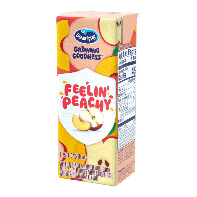 slide 4 of 5, Ocean Spray Growing Goodness Cranberry Peach Apple Juice Drink - 8pk/6.75 fl oz Boxes, 8 ct; 6.75 fl oz