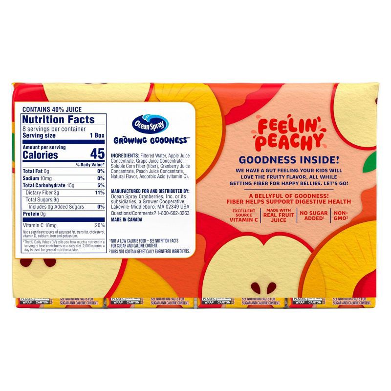 slide 3 of 5, Ocean Spray Growing Goodness Cranberry Peach Apple Juice Drink - 8pk/6.75 fl oz Boxes, 8 ct; 6.75 fl oz