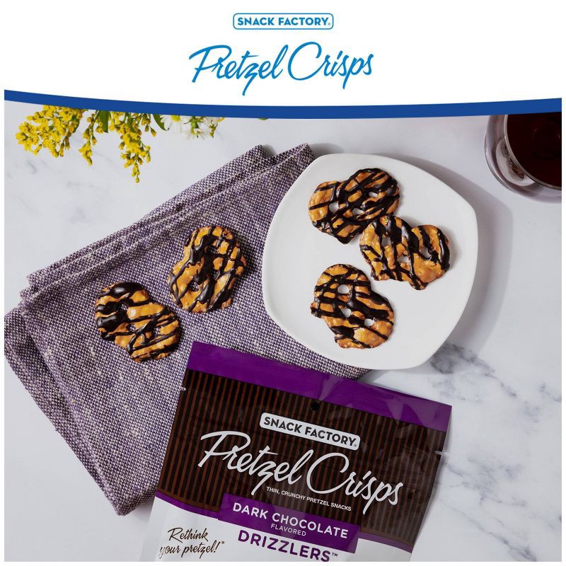 slide 2 of 6, Snack Factory Pretzel Crisps Drizzlers Dark Chocolate Drizzled Pretzels - 5.5oz, 5.5 oz