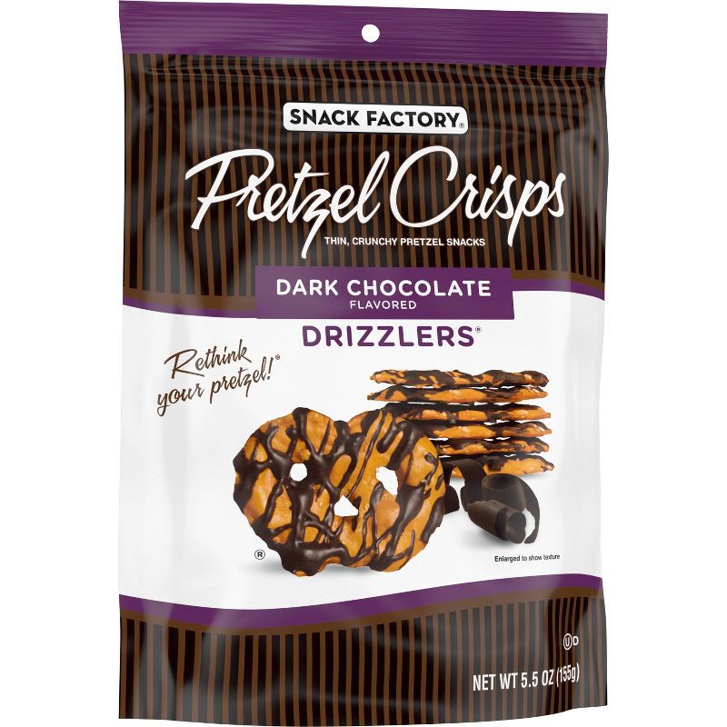 slide 4 of 6, Snack Factory Pretzel Crisps Drizzlers Dark Chocolate Drizzled Pretzels - 5.5oz, 5.5 oz