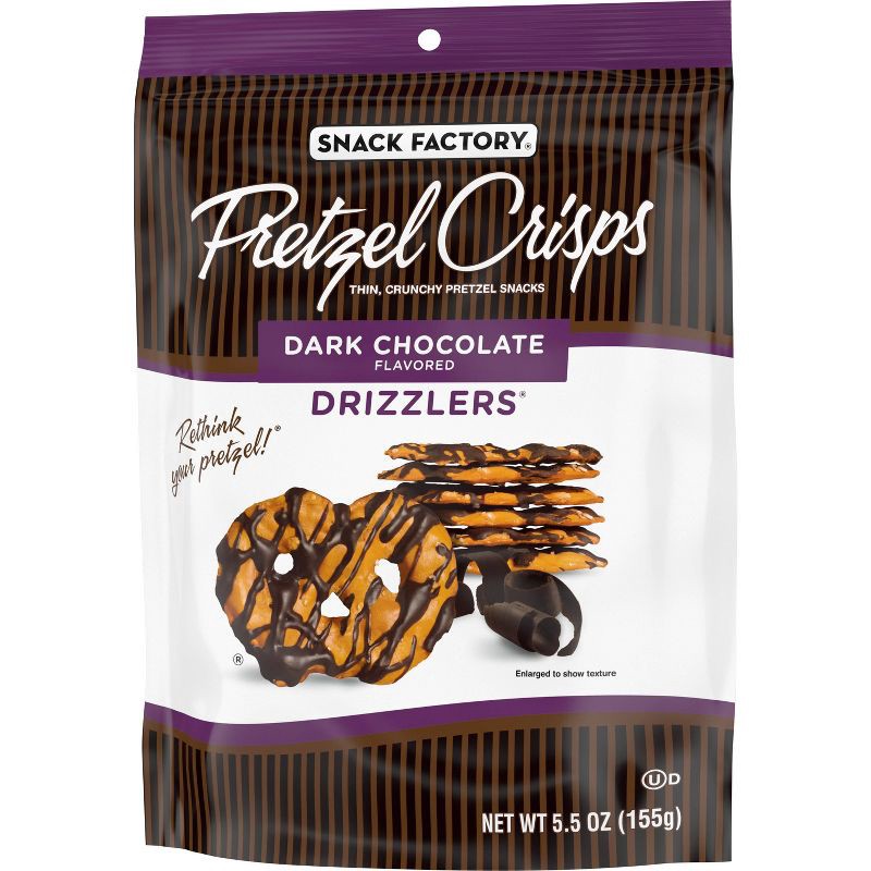 slide 5 of 6, Snack Factory Pretzel Crisps Drizzlers Dark Chocolate Drizzled Pretzels - 5.5oz, 5.5 oz