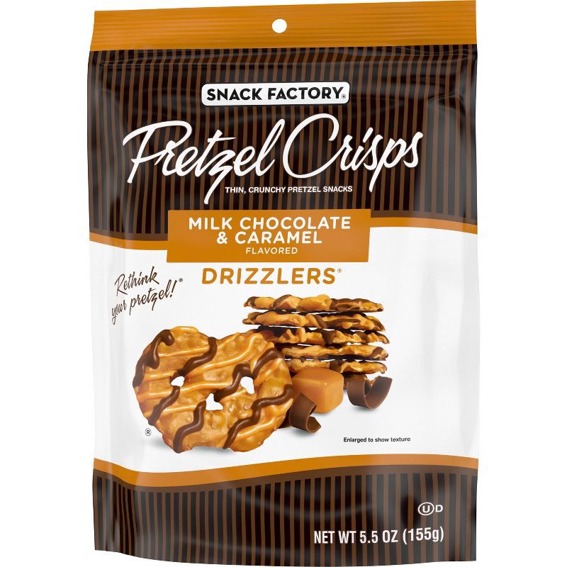 slide 4 of 4, Snack Factory Pretzel Crisps Drizzlers Milk Chocolate & Caramel Drizzled Pretzels - 5.5oz, 5.5 oz