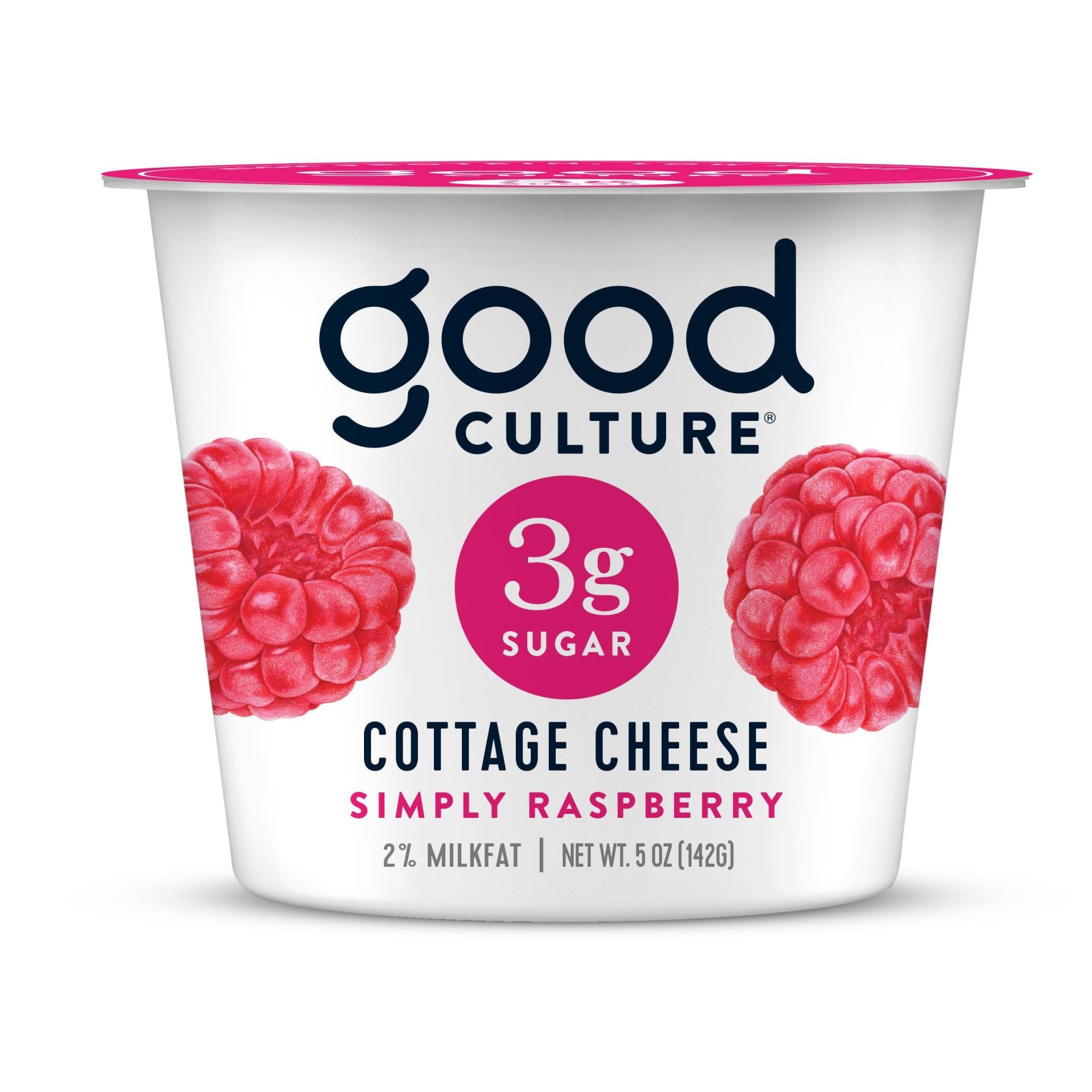 slide 1 of 3, Good Culture Raspberry Sugar Cottage Cheese, 3 gram, 5 oz