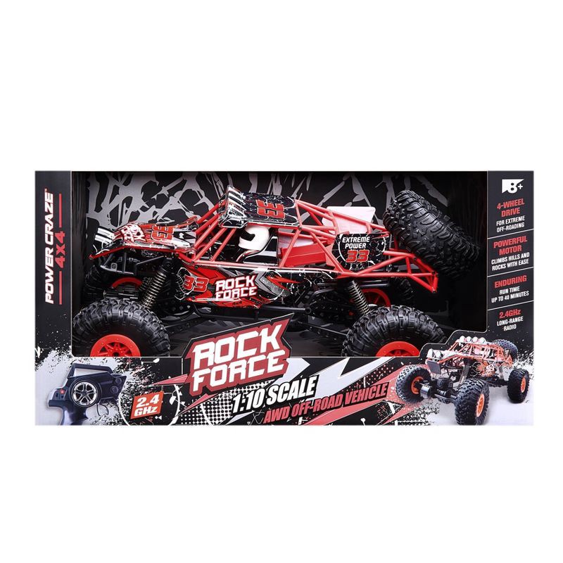 slide 3 of 4, Power Craze Rock Force 4x4 RC Buggy 1:10 Scale - Red, 1 ct