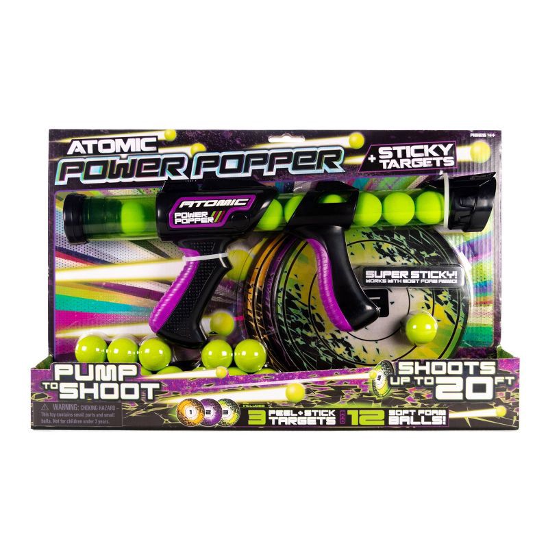 slide 1 of 1, Hog Wild Atomic Power Popper with 12 Balls and 3 Sticky Targets, 1 ct