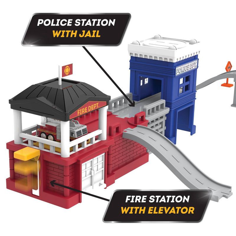 slide 4 of 8, DRIVEN by Battat – Truck Playset with Fire Station – Build-A-City - 140pc, 140 ct