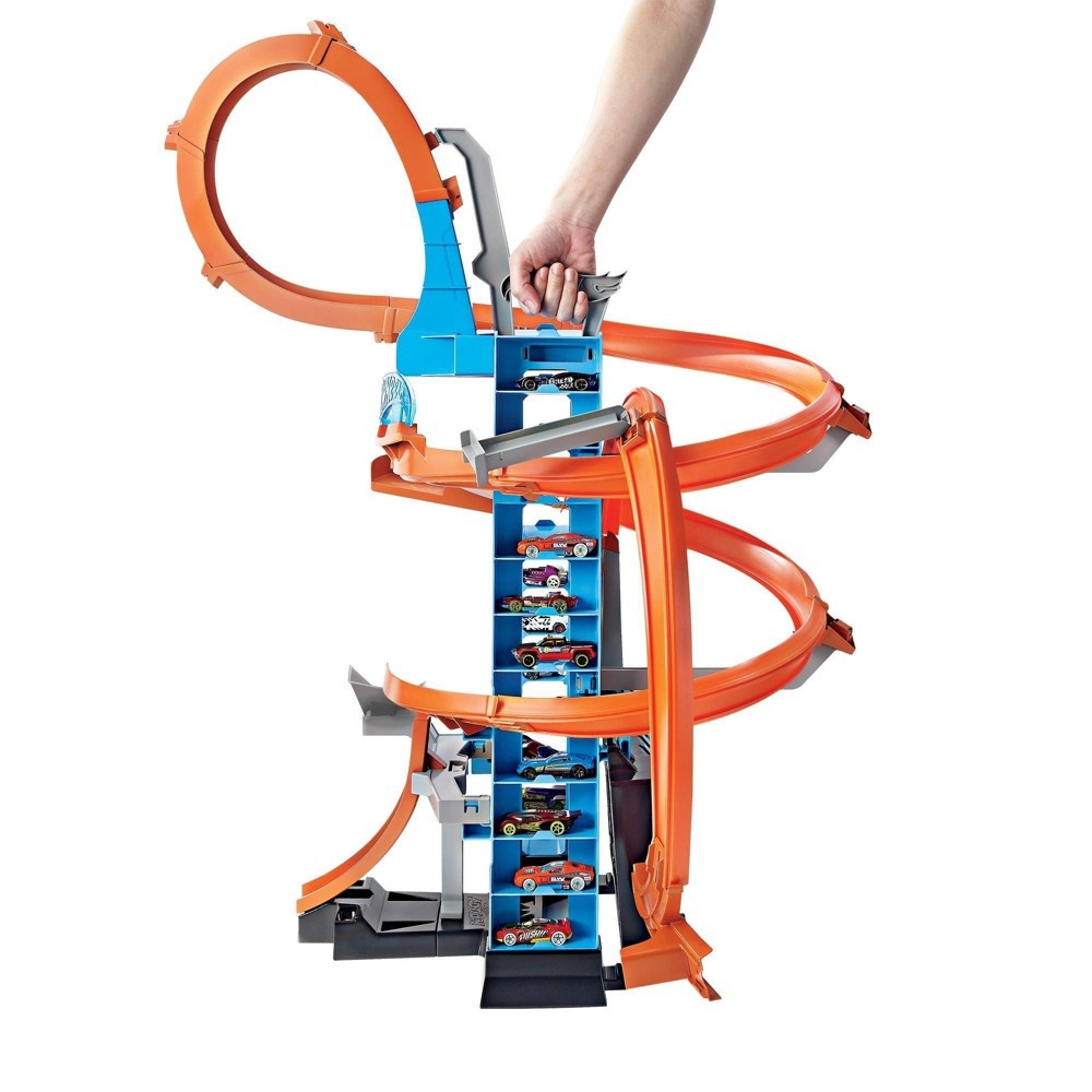 slide 3 of 6, Hot Wheels Sky Crash Tower Trackset, 1 ct