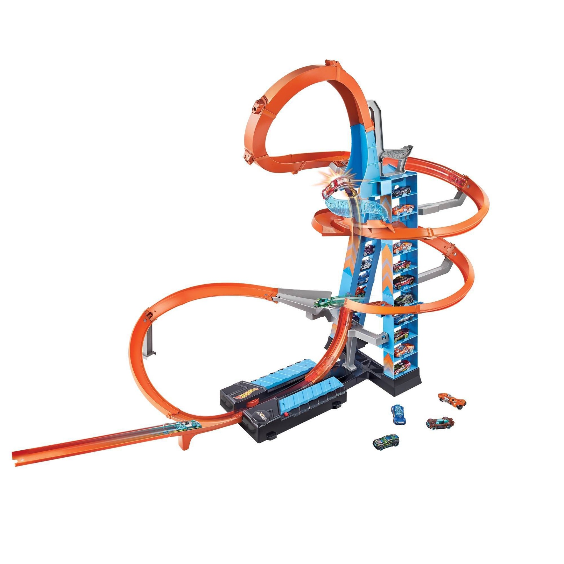 slide 1 of 6, Hot Wheels Sky Crash Tower Trackset, 1 ct