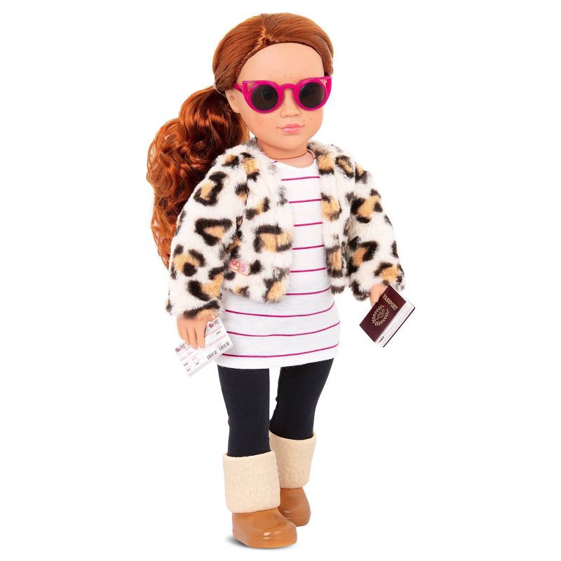 slide 2 of 4, Our Generation Fashion Outfit for 18" Dolls - Travel Chic: Doll Clothing & Accessories, 8 Pieces, Plastic & Polyester, 8 ct