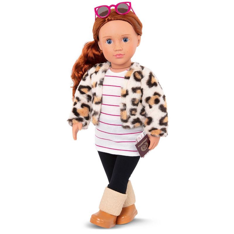slide 3 of 4, Our Generation Fashion Outfit for 18" Dolls - Travel Chic: Doll Clothing & Accessories, 8 Pieces, Plastic & Polyester, 8 ct