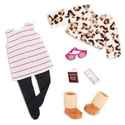 Our Generation Fashion Outfit for 18" Dolls - Travel Chic: Doll Clothing & Accessories, 8 Pieces, Plastic & Polyester