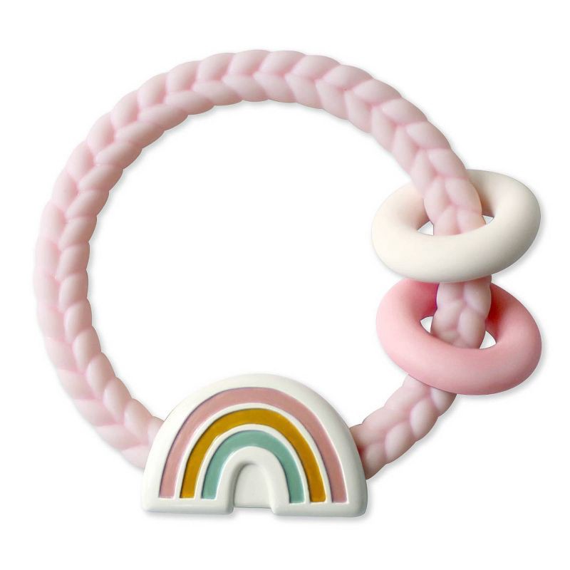 slide 1 of 4, Itzy Ritzy Ring Rattle & Teether - Rainbow Pink, 1 ct