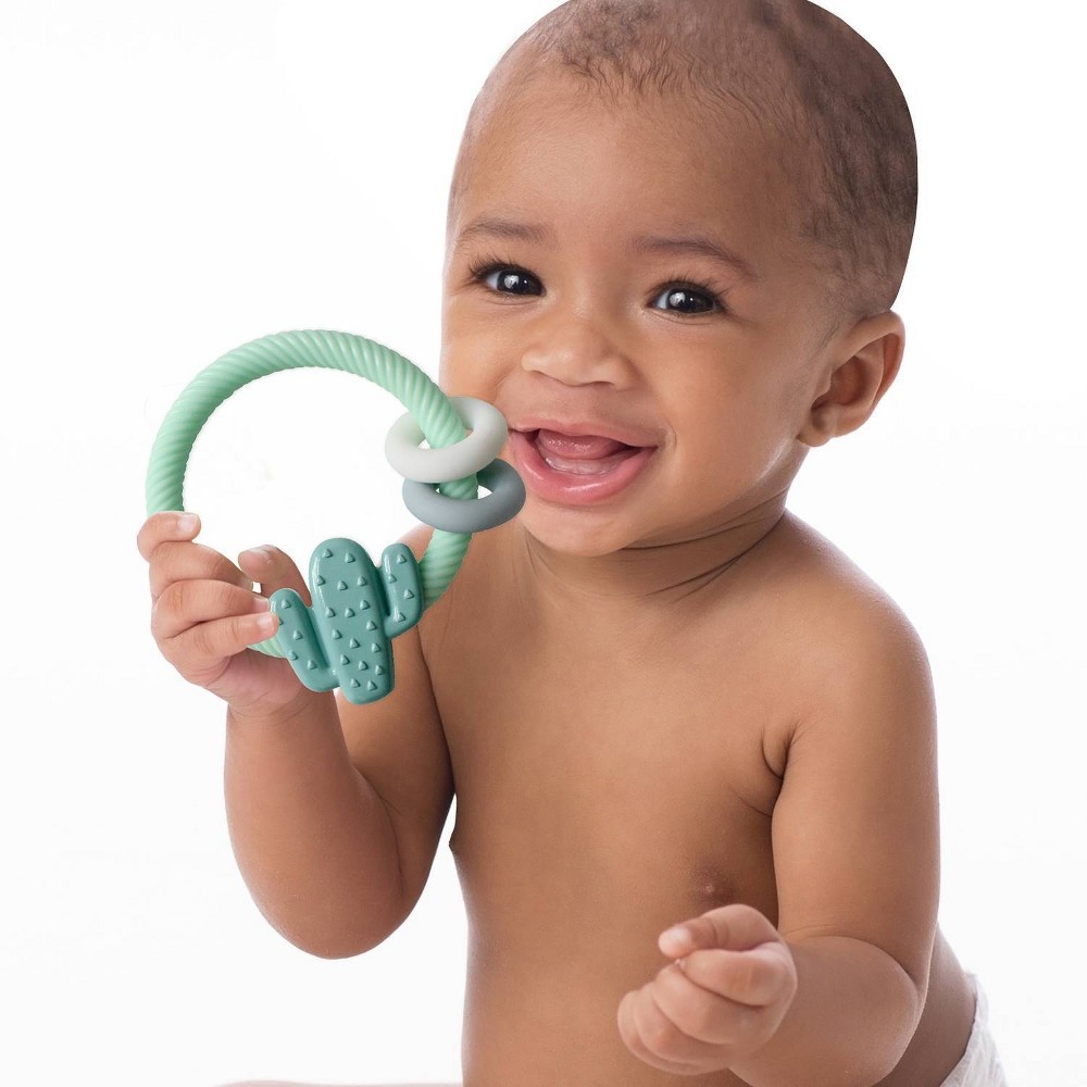 slide 2 of 3, Itzy Ritzy Ring Rattle & Teether - Green, 1 ct