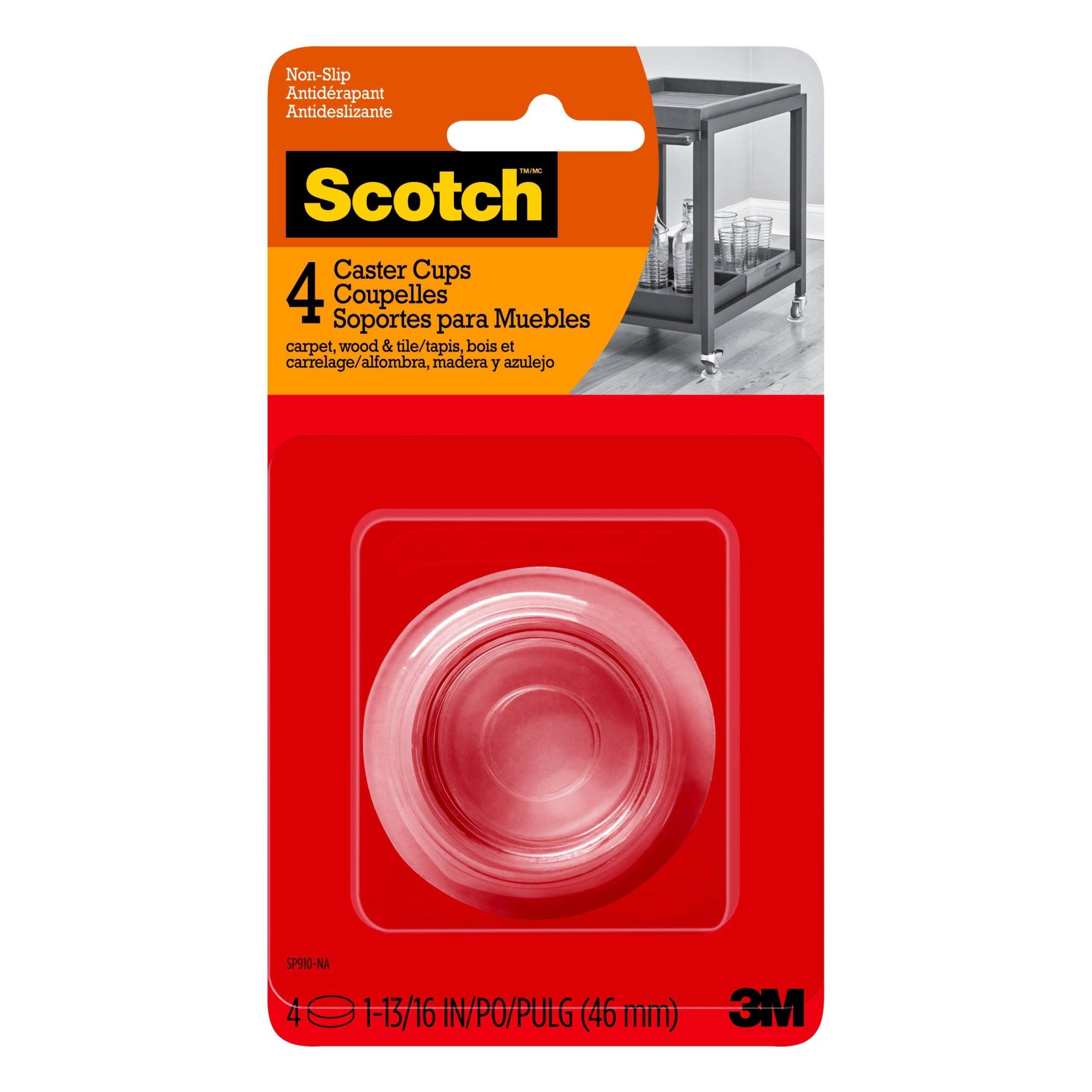 slide 1 of 1, Scotch 4pk Caster Cups Clear, 4 ct