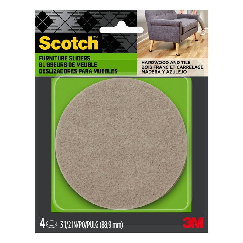 slide 1 of 4, Scotch 4pk Felt Furniture Movers, 4 ct