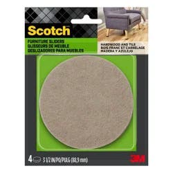 Scotch 4pk Felt Furniture Movers: Heavy Duty Sliders for Easy Moving, Black, 3.5" x 3.5"