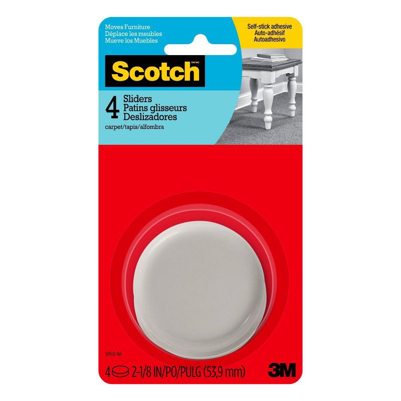 slide 1 of 1, Scotch 4pk Adhesive Hard Sliders White, 4 ct